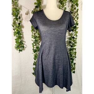 French Atmosphere Short Sleeve Flowy Jean Style Skater Mini Dress Women's Medium